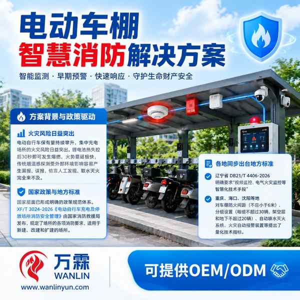 郑州国际消防工程分包商对接电动自行车充电棚电气火灾监控系统源头厂家项目现场 — 电动车棚智慧消防设备出口交付